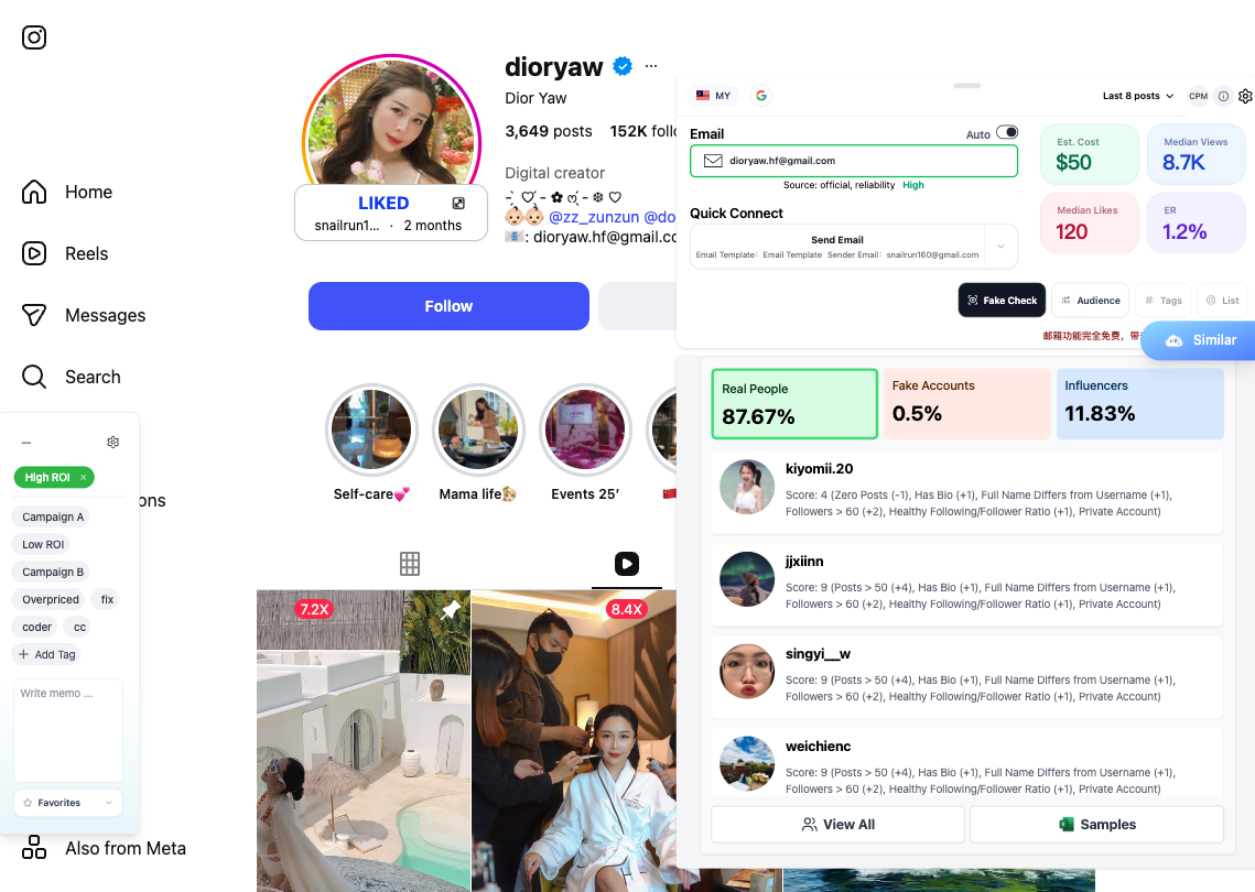 Free fake follower check and influencer audit tool detecting bot accounts and audience quality